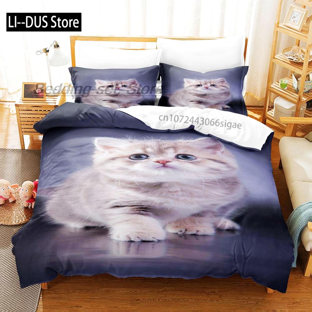 Niedliches Hunde-Bettwäsche-Set Einzelbett Twin Full Queen King Size Bett-Set Aldult Kinderzimmer Bettbezug-Sets 3D-Druck Anime Bettlaken-Set