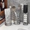 Edelstahl Zahnbürstenhalter Federförmig Schreibtisch Zahnbürste Zahnpasta Organizer Make-up Pinsel Halter für Badezimmer Tischplatte