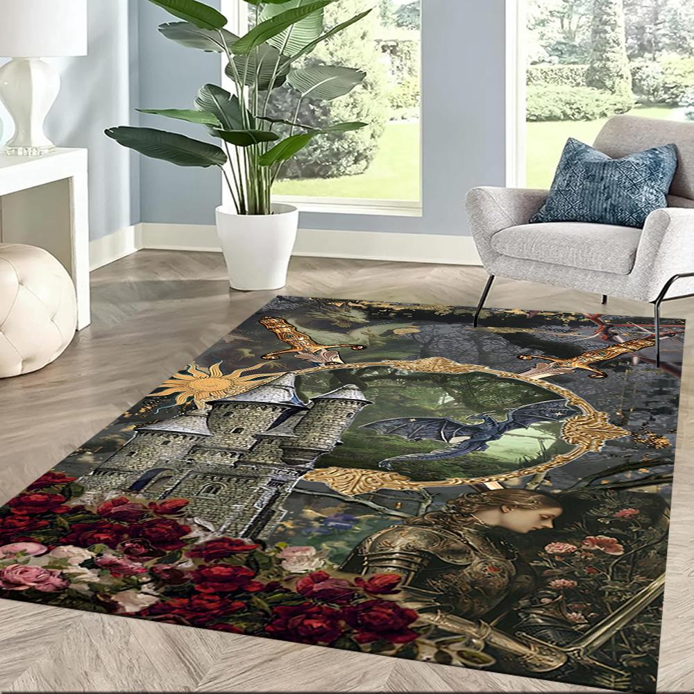 Gothic Style Area Rug Suitable for Decorate Room Balcony Foyer Entryway Anti-slip Rug Decorate Offices Gift for Festivals