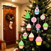 Holiday Hanging Pendants Christmas Wooden Ornament, Lollipop Cupcake Ice Cream Popsicle Cute Snowman Decor Decorations for Xmas Tree, Window,