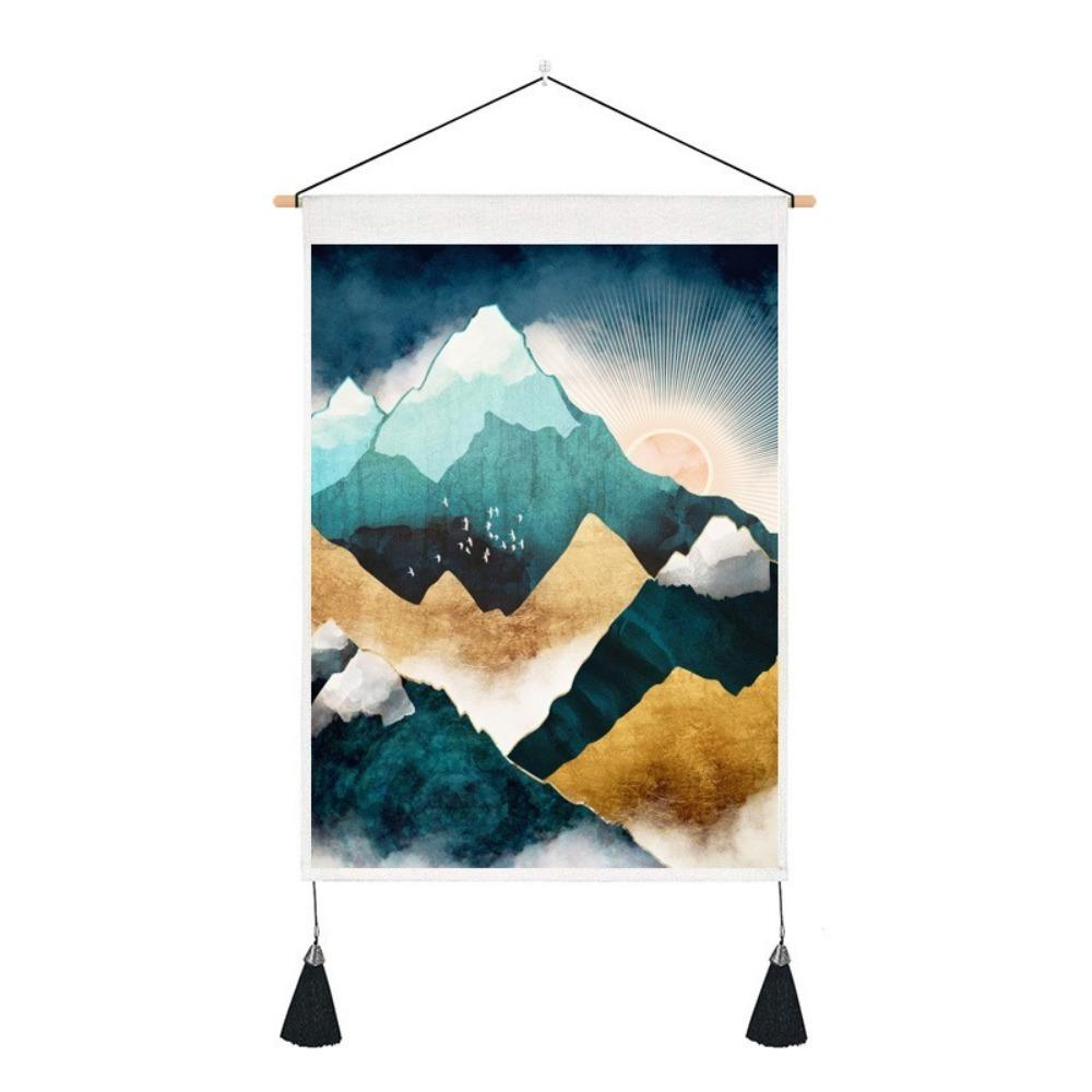 With Tassel Sunrise Landscape Tapestry Hanging Wall Poster  Home Decor