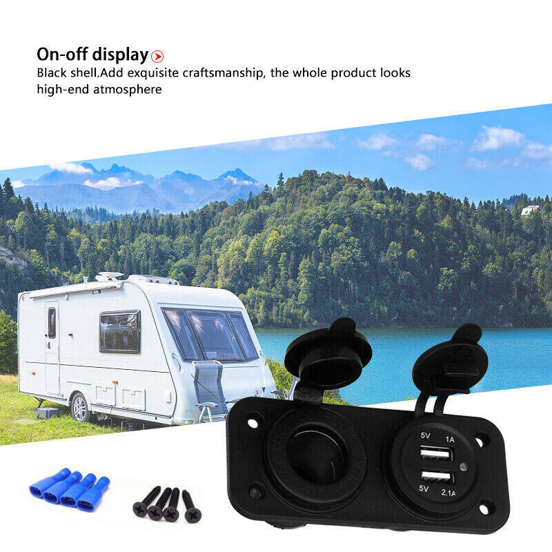12V 24V Wohnmobil Caravan Dual USB Buchse Adapter Ladegerät Zigarettenanzünder UK