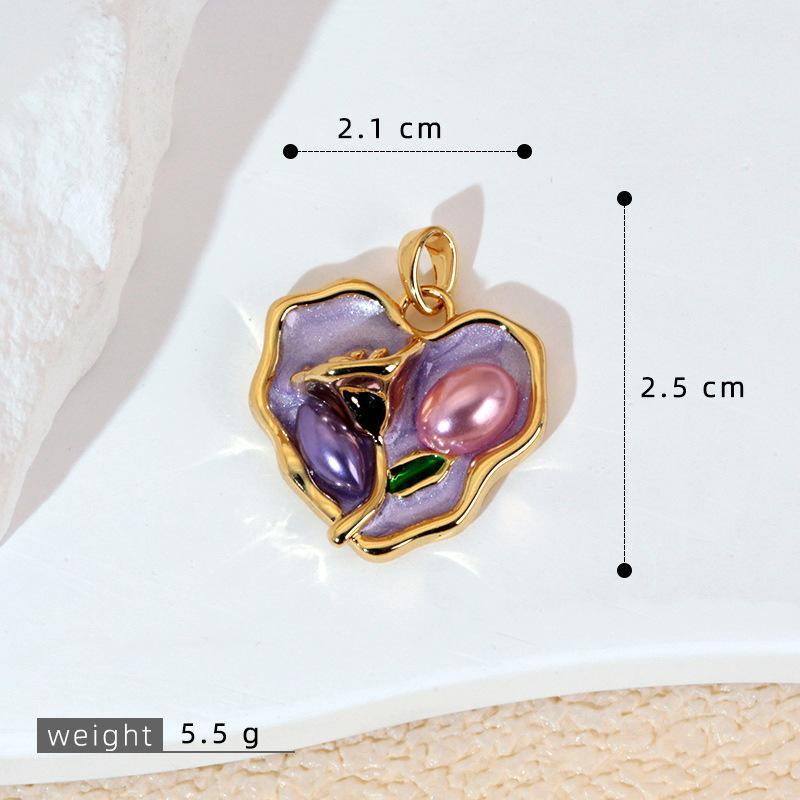 Multi Style Flower Charms For Jewelry Making Brass Gold-Plated Oil Drop Pendant Diy Jewelry Material