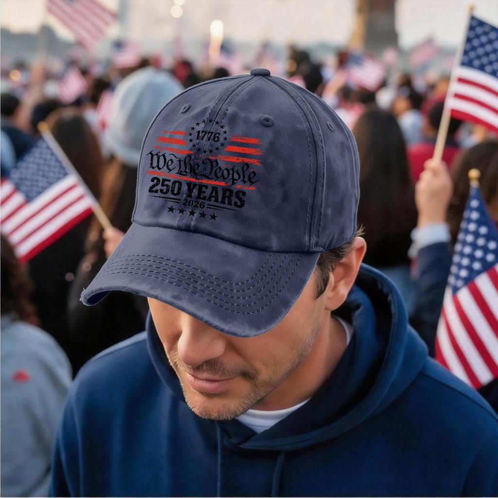 Vintage Adjustable Baseball Cap We The People 250 Years 1776 2026 Anniversary Embroidered Dad Hat for Men Women Unisex Classic Style