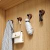 Selbstklebender Haken aus Massivholz Nussbaum Hängehaken Badezimmer Schlafzimmer Wandhaken für Schlüssel Tasche Handtuch Mantel Heimdekor Organizer Haken
