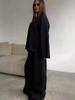 European & American Style Women's Solid Color Long Sleeve Wide Leg Pants Sweater Set