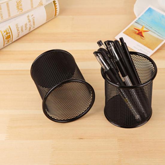 Round Mesh Pencil Pen Stationery Holder Container Organizer Office Supplies