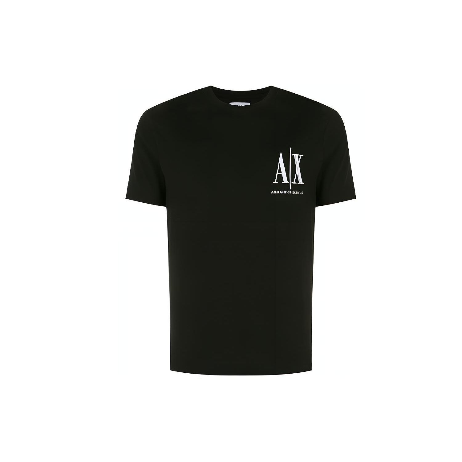 T-shirt à manches courtes uni avec logo brodé Armani Exchange Hommes tops Noir 8NZTPH-ZJH4Z-1200 L black