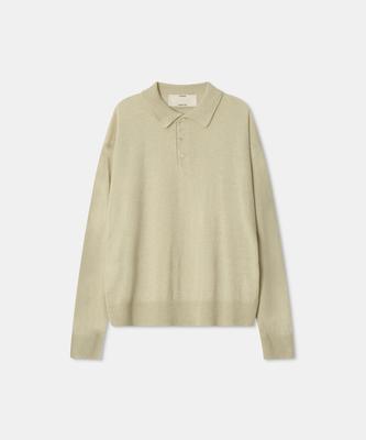 Diaendeukweseucheon Wool Linen Collar Knit Top / Light Green