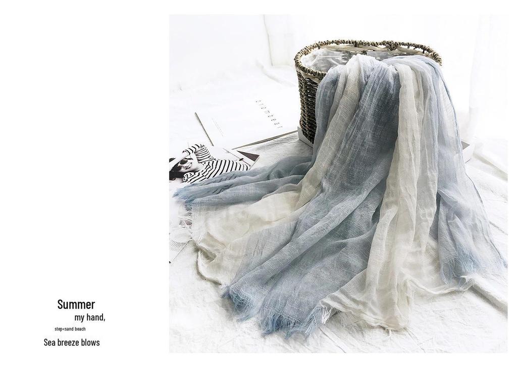 Unisex Baumwolle Leinen Seide Colorblock Schal - Leicht, Lässig, Literarisch, Sonnenschutz