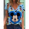 Sommer Ny Mote Dame V-hals Topp Kort Ermet T-skjorte Disney Mikke Mus Trykk Casual Gate Allsidighet Y2K Oversize-5XL