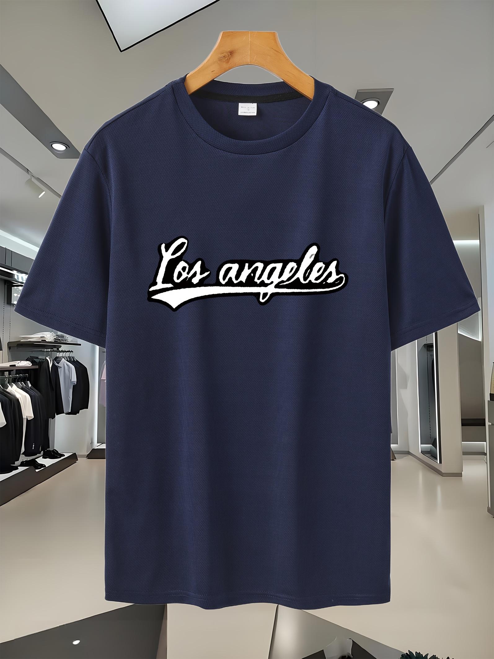 Los Angeles Graphic Print T-shirt - Navy Blue Sporty Casual Short Sleeve Tee XXL