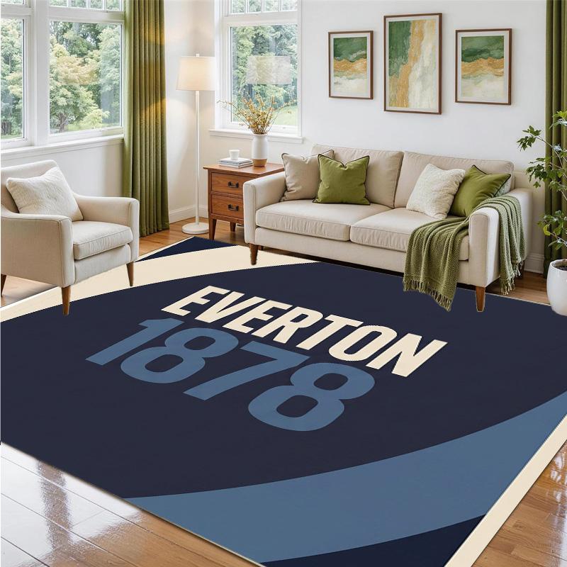 Everton Football Design Crystal Velvet Rug Soft Decorative Mat for Bedroom Entrance