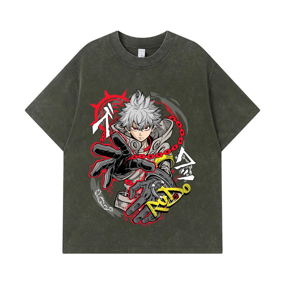 

275 GSM Washed T-shirts 100% Cotton Gachiakuta V12 Rudo Print Unisex Heavy Cotton T Shirt S армия зеленый