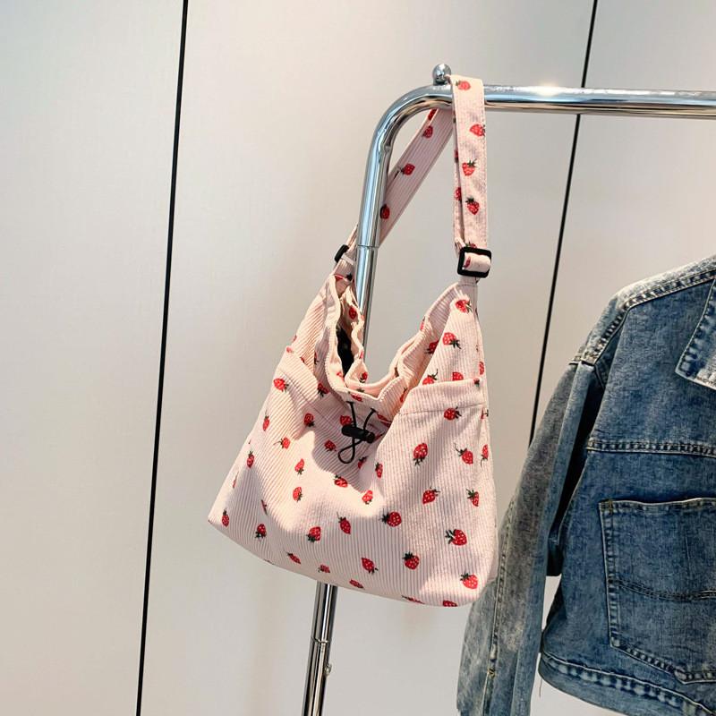 Шикарная повседневная вельветовая сумка-тоут в корейском стиле, идеальна для летних студентов розовый