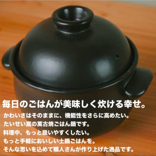 Taisei Kiln Banko Ware Earthenware Rice Pot, 3-Cup Capacity, White / Made In Japan, Suitable for Direct Heat, Microwave, Dishwasher, and Oven Safe / R