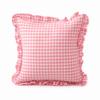 Plaid Print Ruffled Edge Pillowcase Soft Cotton Art Cushion Cover  Home Decoration
