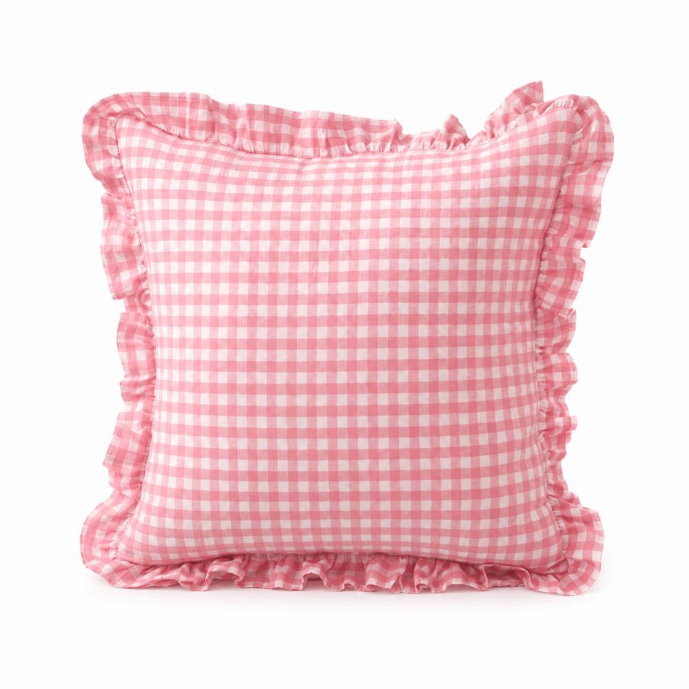 Plaid Print Ruffled Edge Pillowcase Soft Cotton Art Cushion Cover  Home Decoration