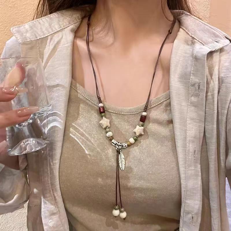 Cute Cute Apple Love Dachshund Dog Woven Color Rope Long Necklace Femininity Versatile Neck Chain Sweater Chain