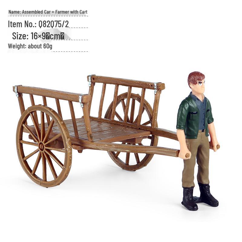 Animal Farm Model Set: Trees, Fences, Vegetables, Tools, Cart, and Props for Toy Scenes