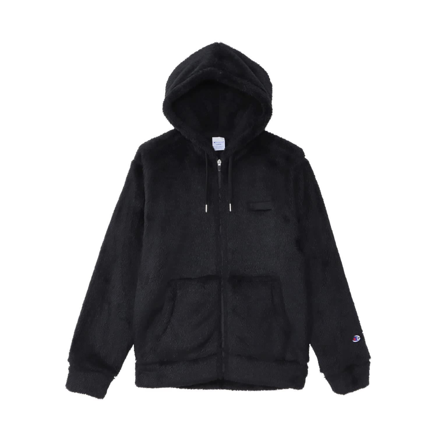 

Champion Long Sleeve Embroidered Script Logo Zip Hooded Black Men s Jacket, Basic, C3-L615/C3-L615Z, чорний