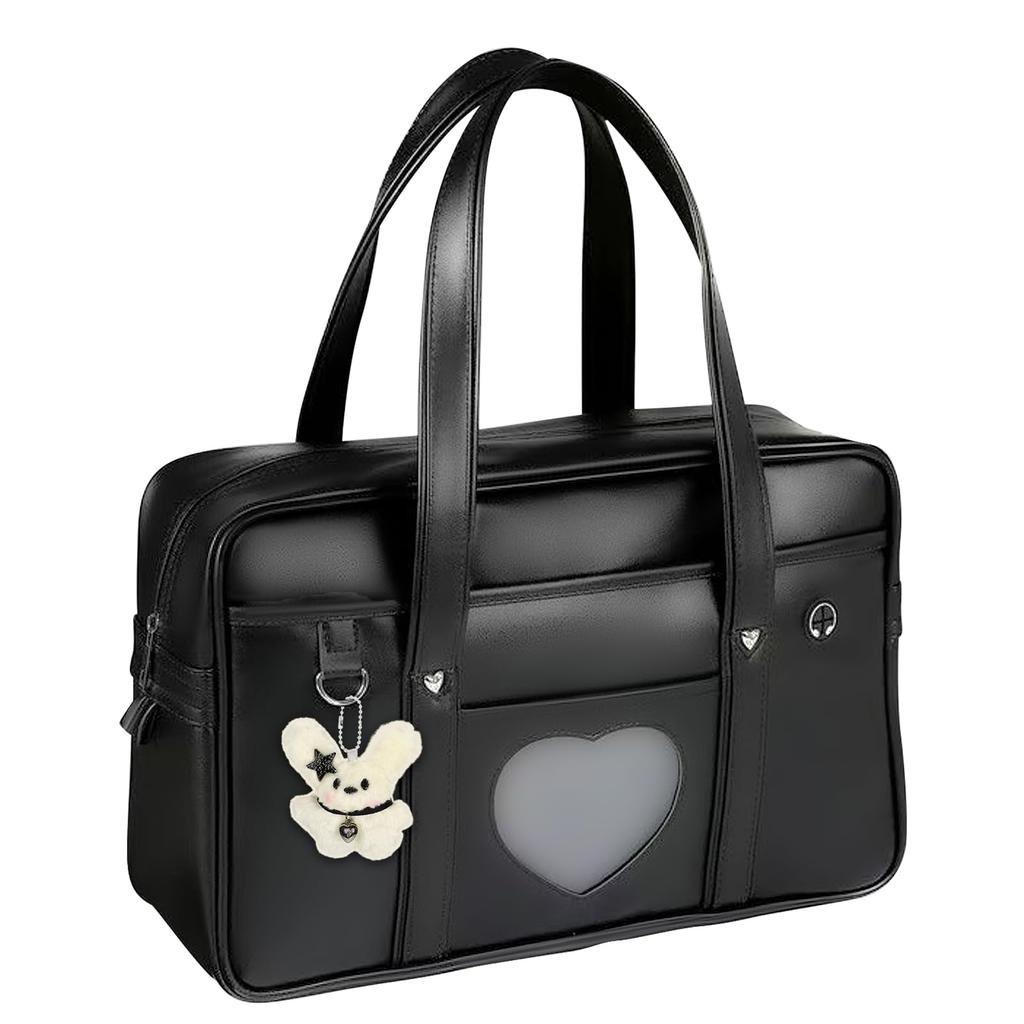 School Bag for High School Boston Student Large Synthetic Black [Euetik] Students, Girls, Bag, Bag, Capacity, Leather, Unisex,