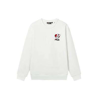 Fila Seria Kolaboracyjna Króliczek CNY Haftowane Logo Sweter Pulower Dzianinowy Casual Luźny Okrągły Dekolt Unisex Top Chmura-Grzyb-Biały F11U319207F-WT