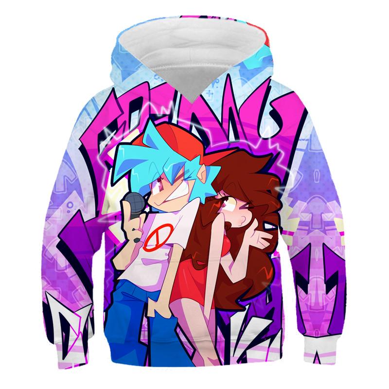 Felpe con cappuccio Anime Game Friday Night Funkin Felpe con stampa 3D Felpe con cappuccio per ragazzi e ragazze Pullover alla moda Cartoni animati Tute per bambini Abbigliamento