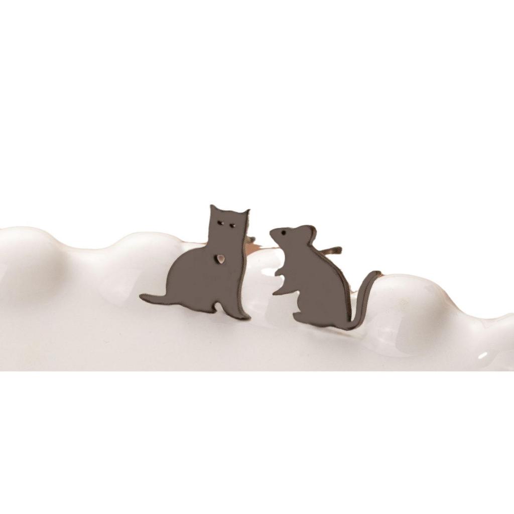 Stainless Steel Asymmetrical Tom and Jerry Women's Earrings