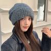 Wool Knitted Woolen Hat for Women In Autumn and Winter Thickened Warm Ear Protection Cold Hat Loose and Versatile Pile Hat for Men