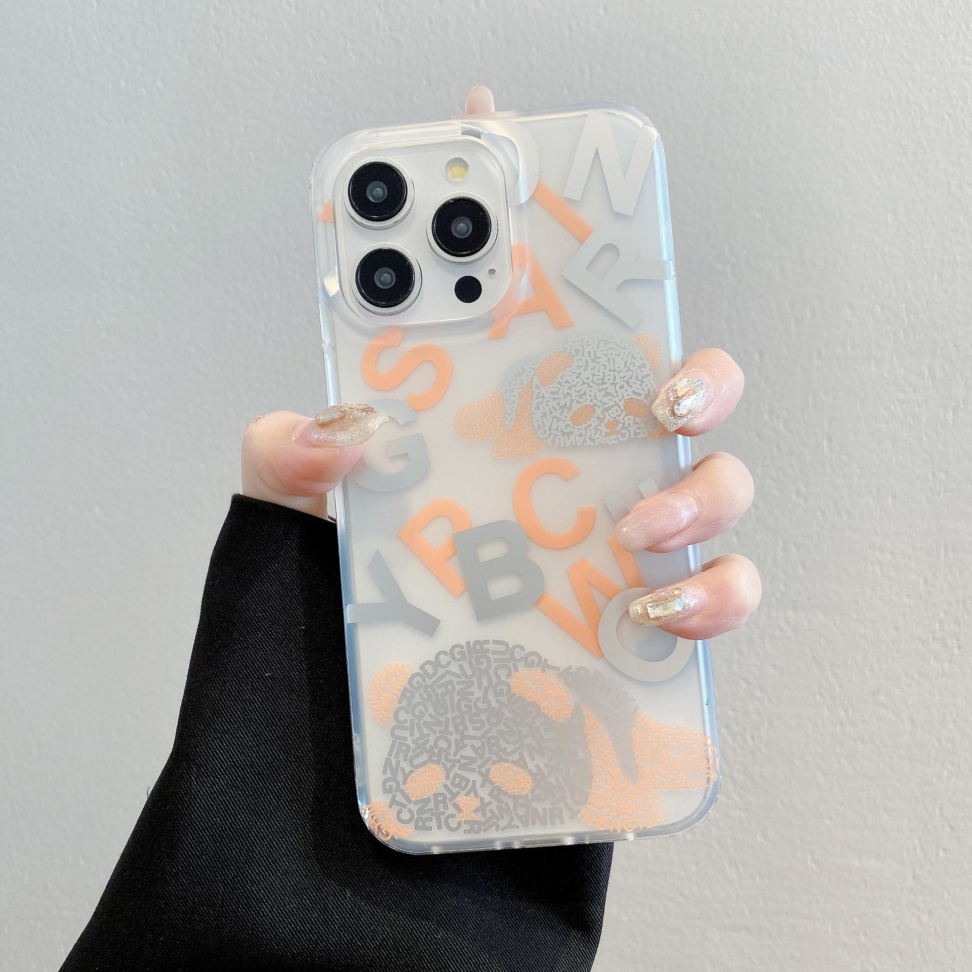 

Подходит для iPhone16promax Акриловый чехол для мобильного телефона Apple 15 Матовый Милый Мультяшный Медведь Защитный Чехол Apple 13Promax жёлтый