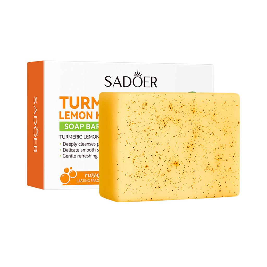 Turmeric Kojic Acid Lemon Essential Oil Soap, Frosted Particle Soap, Physical Exfoliating Handmade Soap