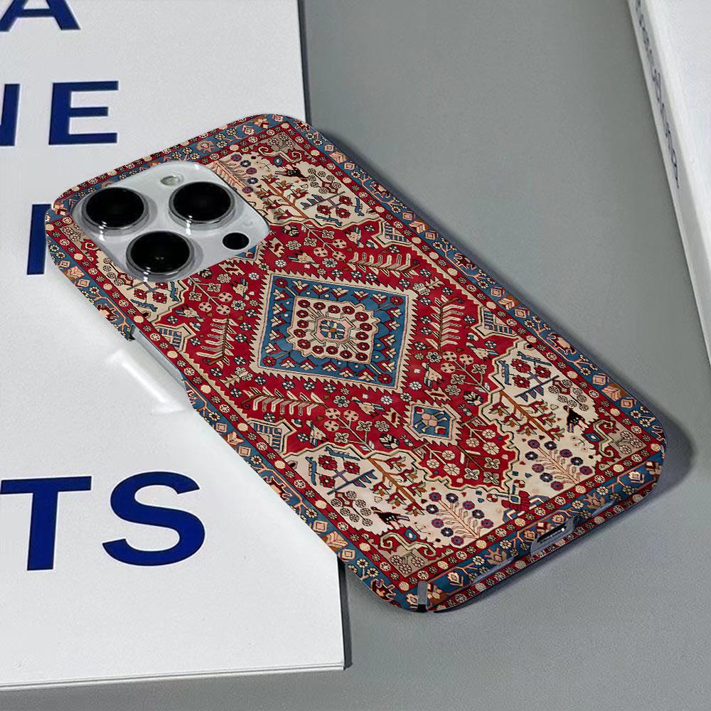 Persian Carpet Floral Pattern Phone Case for iPhone 16 15 14 13 12 11 Pro Max X XS XR XSMax 7 8 Plus Glossy Film Hard PC Cover