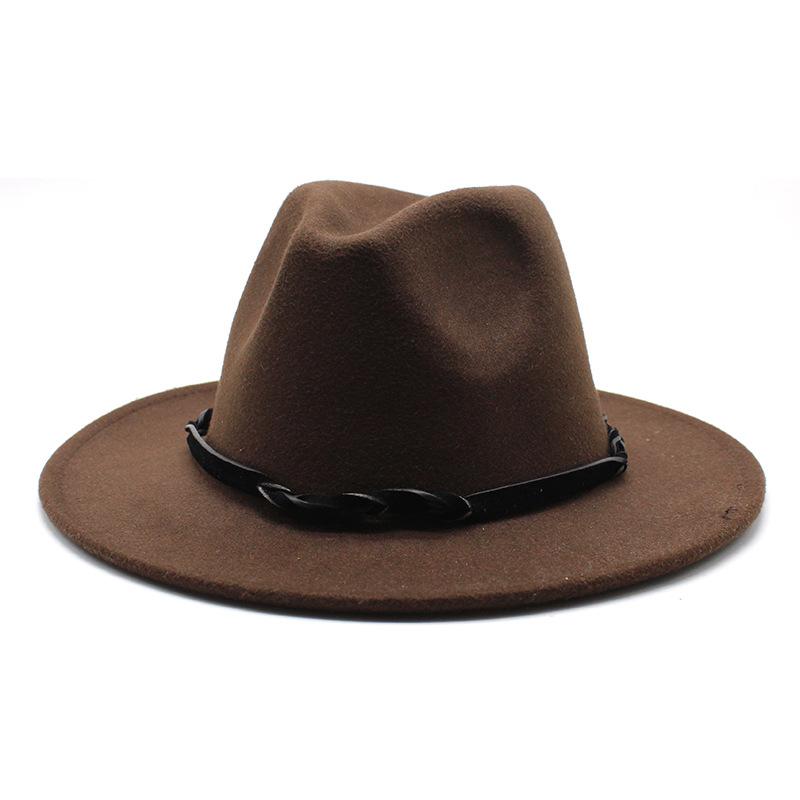 Seasonal Big Eaves Hat Flat Edge Top Hat Men'S And Women'S Woolen Jazz Hat Lmn172