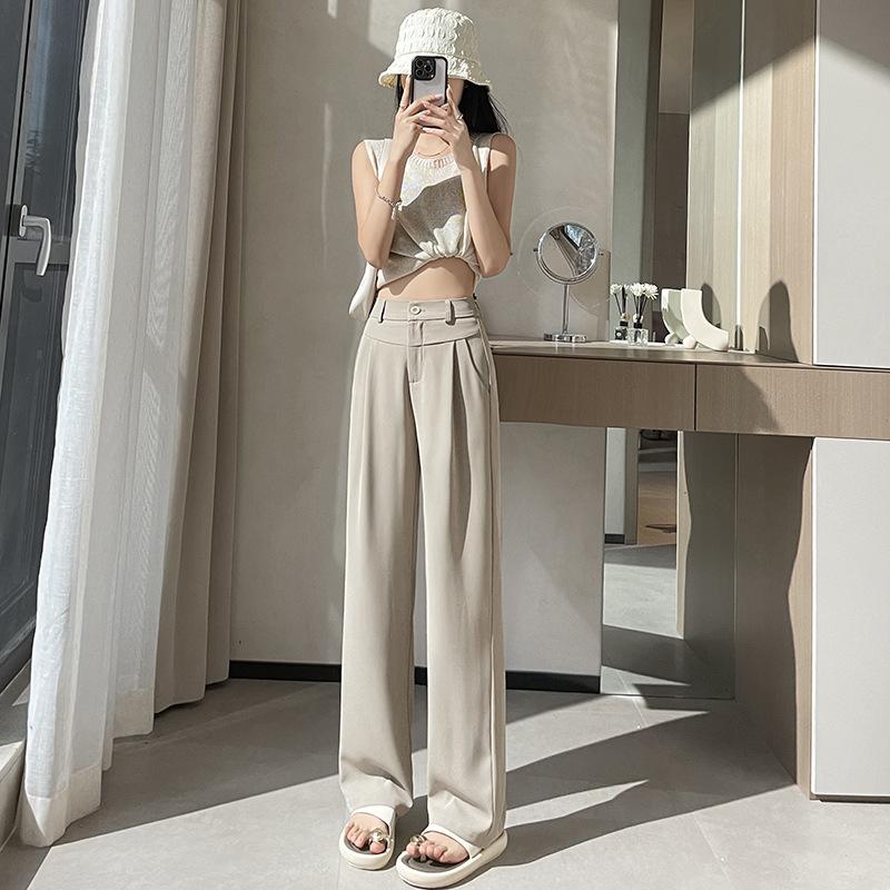 

Костюмные брюки для женщин Весна и лето Тонкие драпированные повседневные брюки для женщин Летние свободные прямые брюки для женщин L