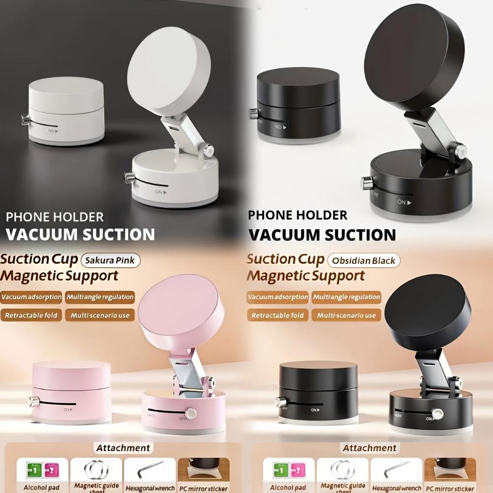 Dual-sided Vacuum Magnetic Mount, 360° Hands-free Folding for Video and Navigation, Easy To Install, One-handed Operation