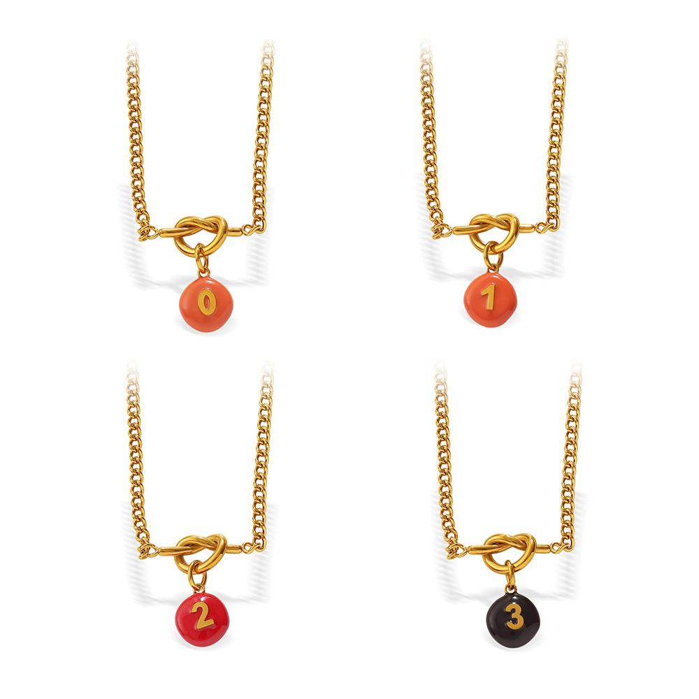 Summer Beach Wind Dopamine Contrast Digital Card Knotted Necklace Gold Plated Stackable Collarbone Chain