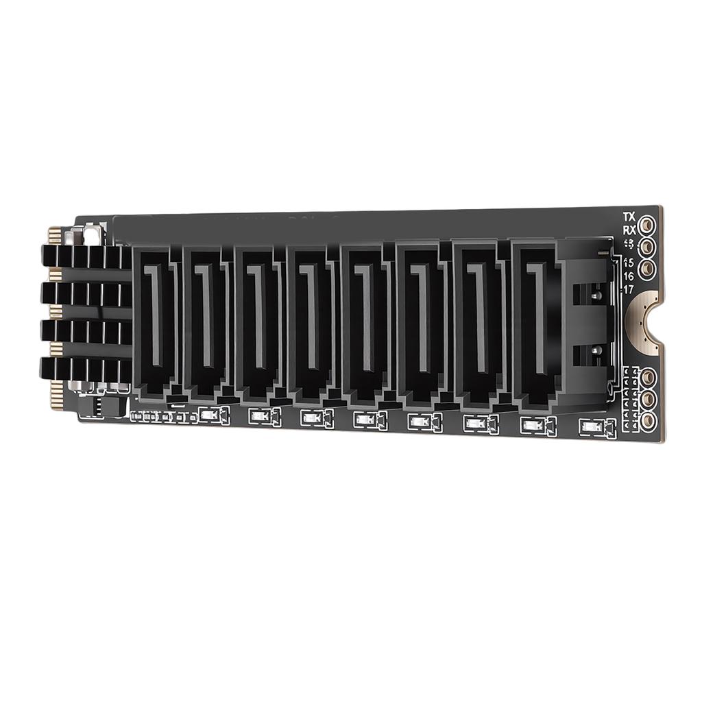 M.2 M Key to 8 Port Serial ATA 3.0 Expansion Card PCIe 3.0 X2 M Key Adapter with LED Indicators Support for Thunderbolt