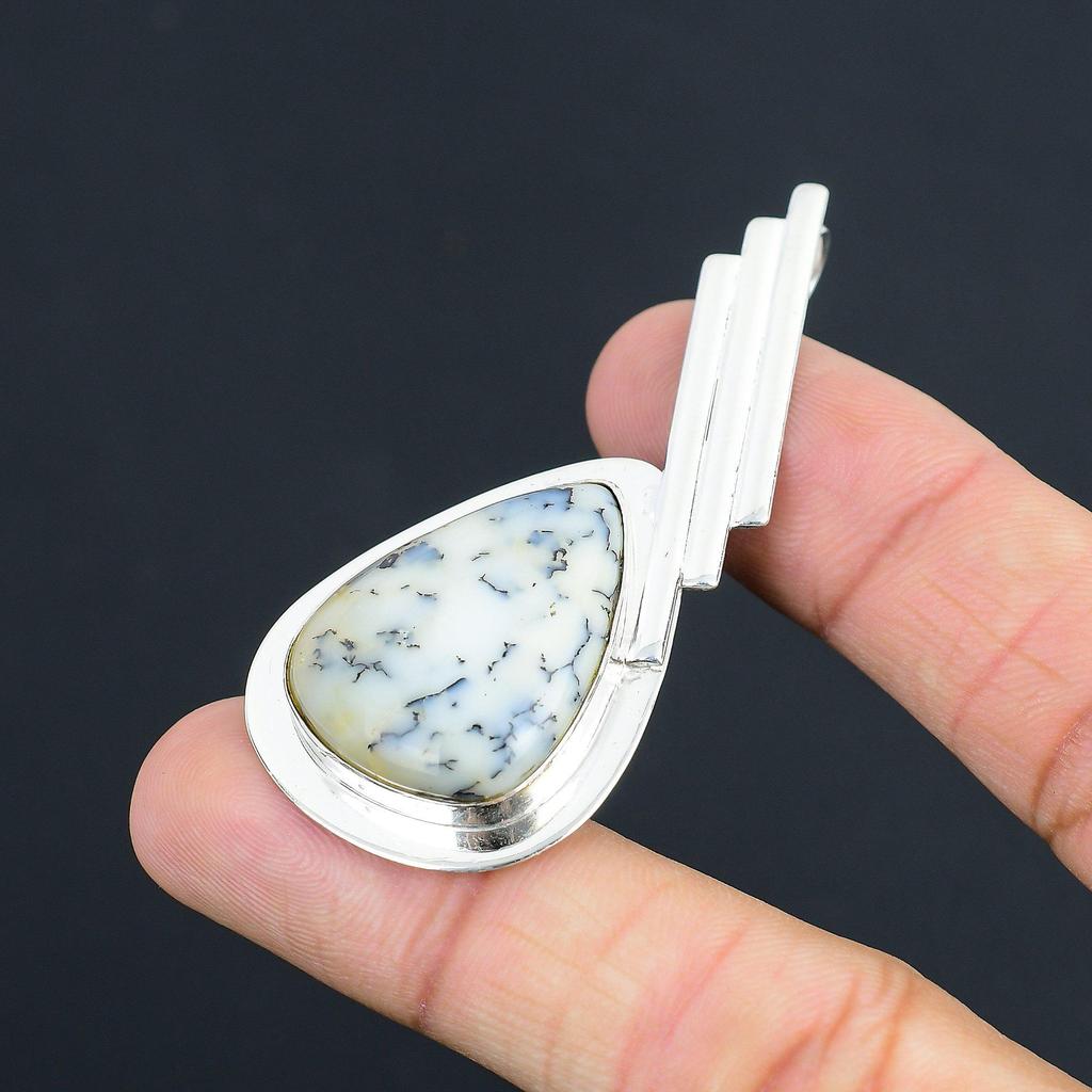 Gift For Her 925 Sterling Silver Natural Dendrite Opal Gemstone Jewelry Pendant