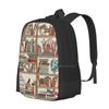 Bookshelf No.2 Pattern Design Bag Student's Backpack Cat Sleeping Bookshelf Hand Drawn Pattern Reading Writer Novel Literature
