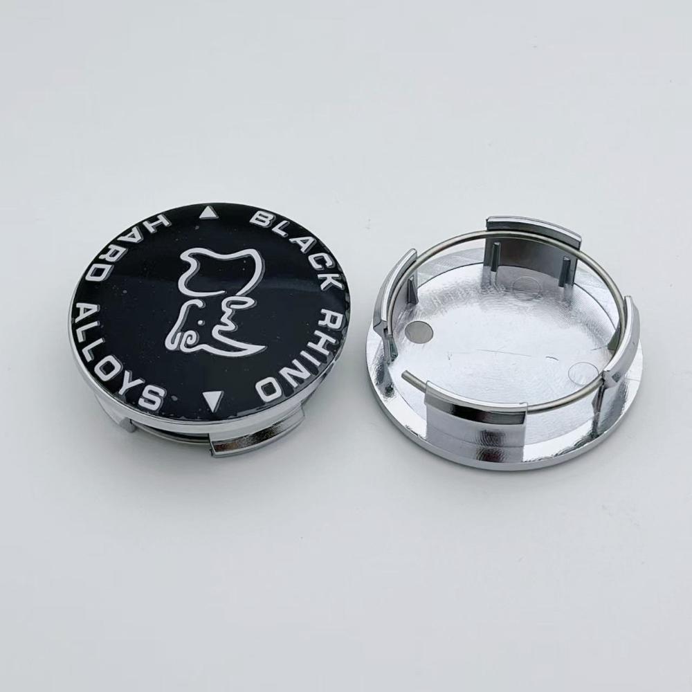 

4pcs 57MM ( 50MM I.D) Black Rhino Logo Emblem Car Wheel Center Caps Wheels Hub Lid Rim Hubcaps Centre Cover Styling Accessories Black Rhino Badge&4pcs Wheel Caps