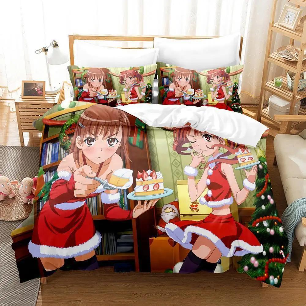 Comforter Anime Misaka Mikoto A Certain Scientific Railgun Bedding Set Cartoon Anime Three-Piece Set Adult Kid Bedroom S