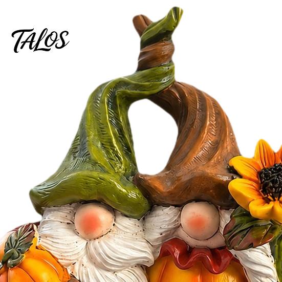 Decorative Crafts for Fall Gnome Ornament, Resin Autumn Harvest Figurines with Pumpkin And Collectible Couple Sunflower Decor Thanksgiving Halloween,