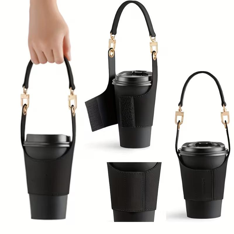 Leather Cup Cover Pouch Portable Water Bottle Sleeve Bag Leather Carrying Strap Insulating Cups Milk Tea Coffee Cups Accessories