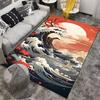 Stunning wave carpet with vivid sunset colors Suitable for use as an anti-slip game mat for living room and bedroom sofas