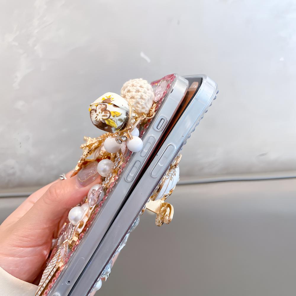 Glitter Rhinestone Phone Case For VIVO Y400 Pro Y300 Y200E Y200 Y300 Y300T Y04 Y03 T4 T3X T4X 4G 5G Bling Crystal Design with Pumpkin Cover Girls Gift