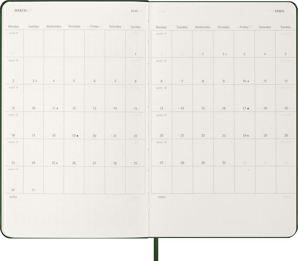 Moleskine 2026 Daily January Large Size x Myrtle DHK1512DC3Y26 Planner, 12-Month Diary, Start, (13cm 21cm), Hardcover, Green,