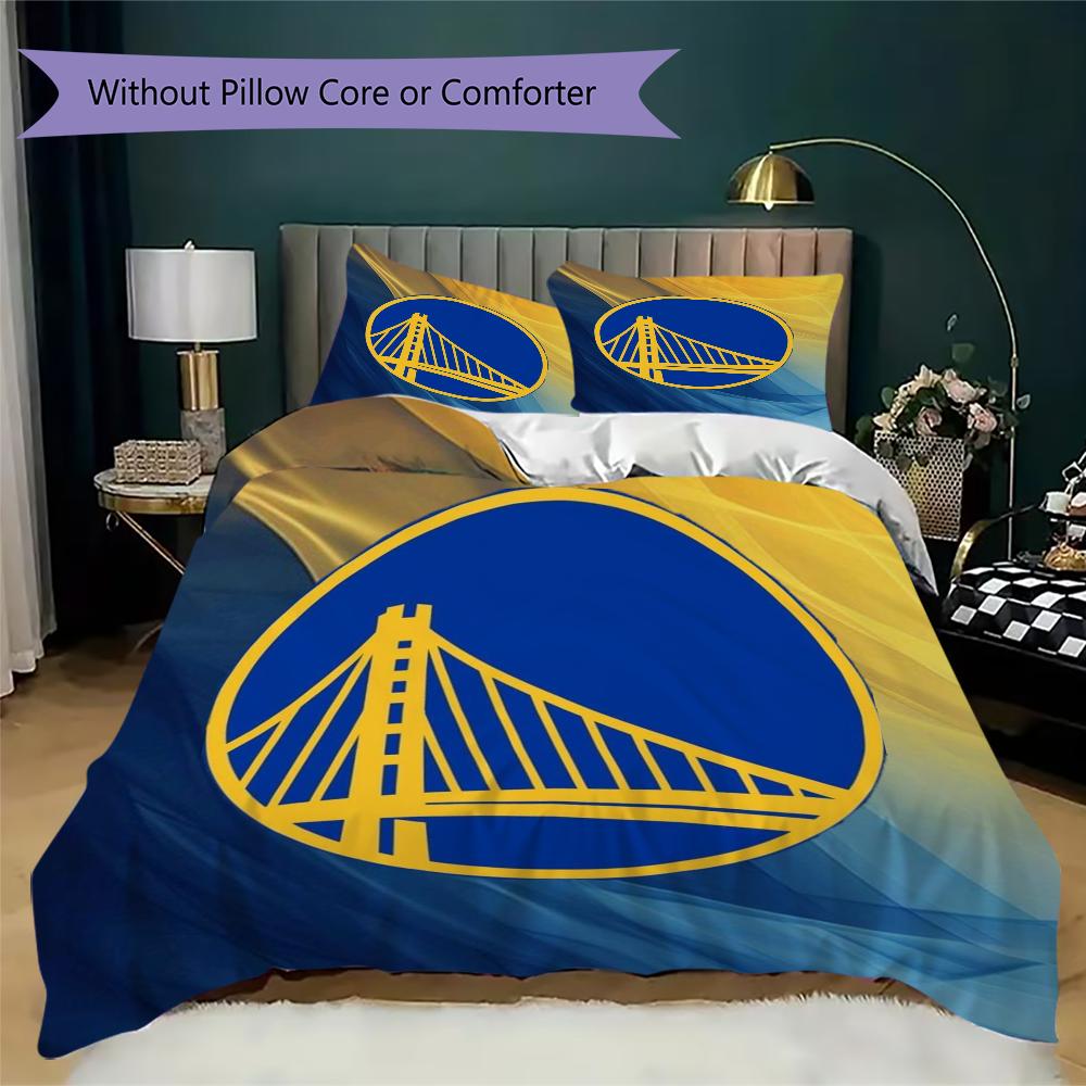 Golden State Warriors Pattern Bedding Uilt Set Uilt Cover Pillowcase Home Decoration Birthday Gift (1 * Duvet Cover + 2 * Pillowcase Without Core)