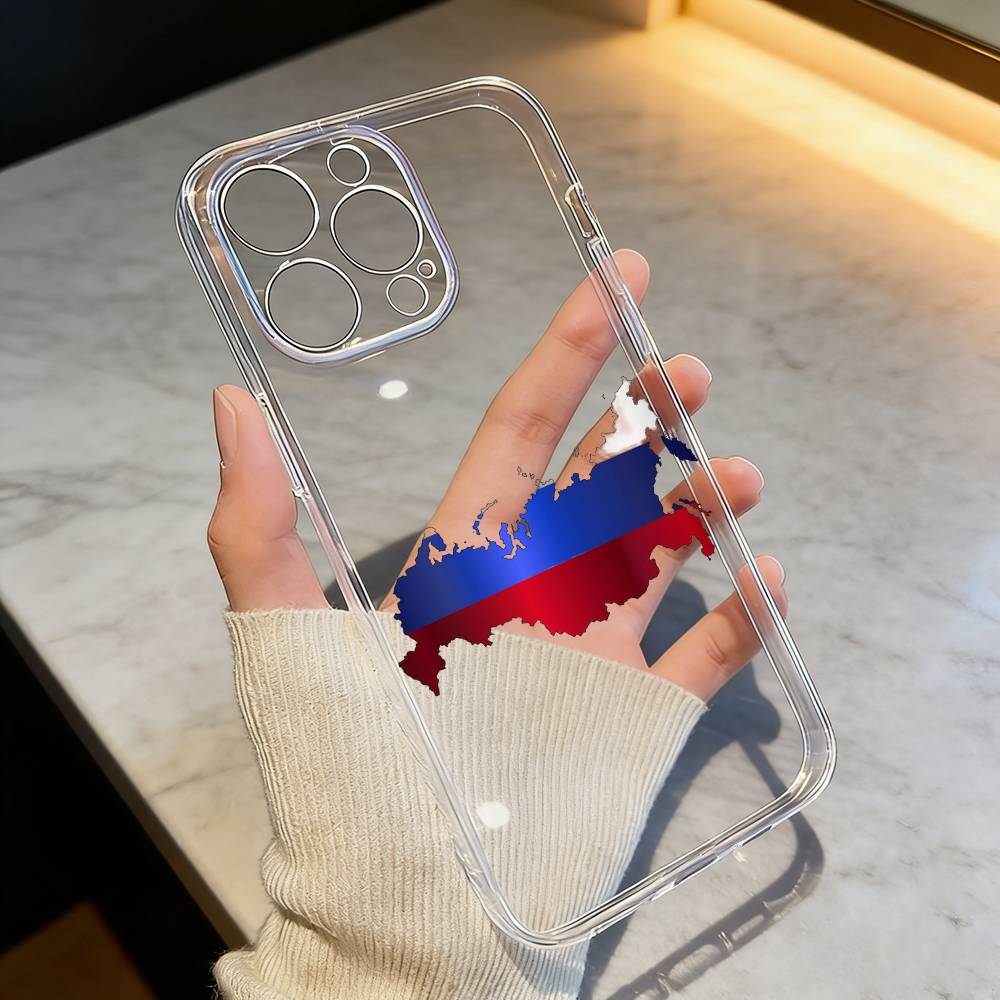 Russia F-Flag National Emblem  Phone Case For iPhone 17 16 15 14 13 12 11 Mini Pro Max Plus Transparent Cover