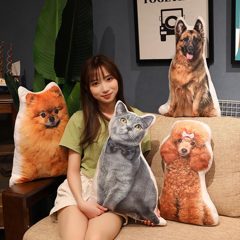 Plüsch Lebensechte Tiere Kissen Spielzeug Gefülltes Kissen Kissen für Sofa Kawaii Heimdekoration Spielzeug für Mädchen Katzen Hunde Kissen Echtes Spielzeug